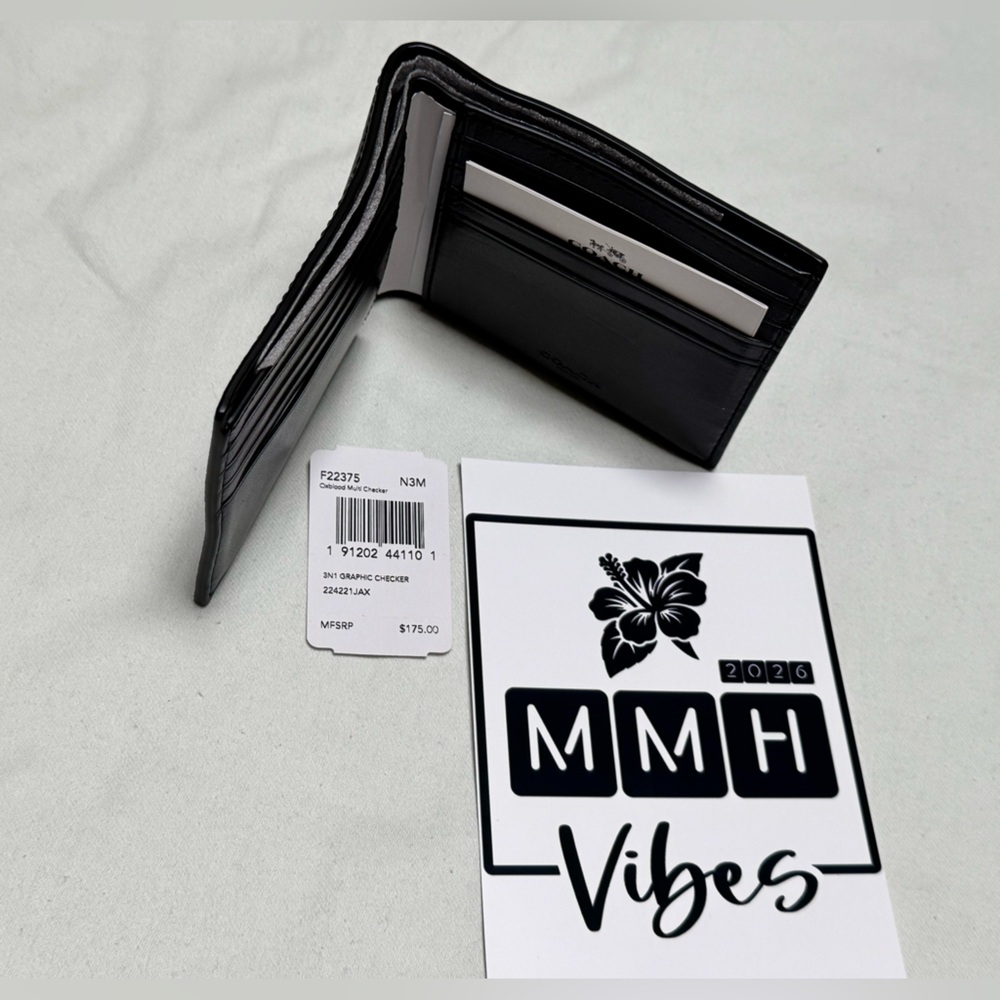 Coach RARE Black and Oxblood Checkered Wallet - NWT - Picture 3 of 4